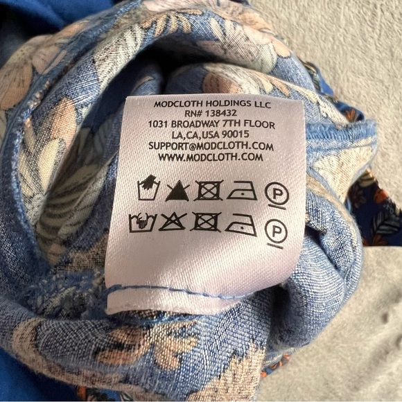 Modcloth Summer Camp Solstice Button Romper Sapphire Blue Floral Sz 12 - Picture 14 of 16